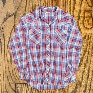 Vintage 70’s Plaid Pearl Snap Foxy Western Shirt